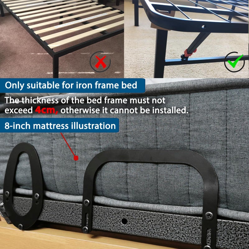 Benbuoo Anti Non Slip Mattress Retainer Bar Holder in Place Mattress Slide Stoppers Metal Bed Gripper to Prevent Sliding Footboard(Small-4pcs) - Image 4